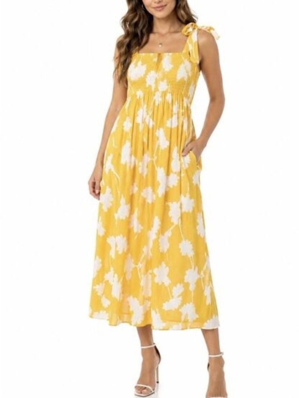 Diane Von Furstenberg Limited Edition Yellow Ginko Print Midi Dress